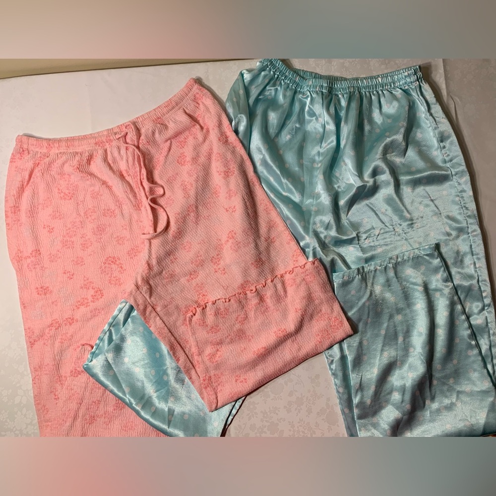 EUC/VGUC Loungers: 2 Pair Pajama/Lounge Pants, Crop Pink; Blue